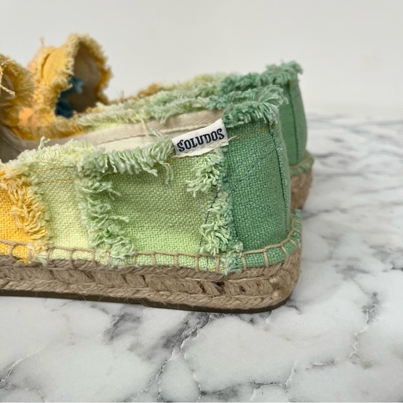 Anthropologie Soludos ombré frayed espadrilles pastel rainbow sherbet colors 8 - Picture 6 of 11
